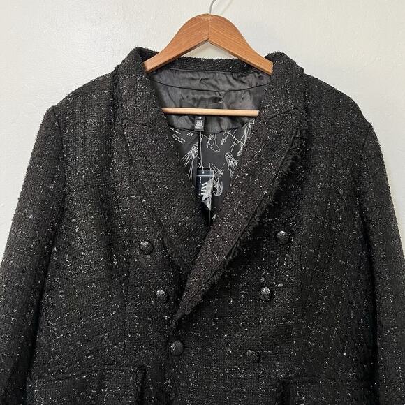 WHBM Studio Tweed Double Breasted Blazer Size 16 Black Goth Witchy Career NWT - Picture 4 of 11